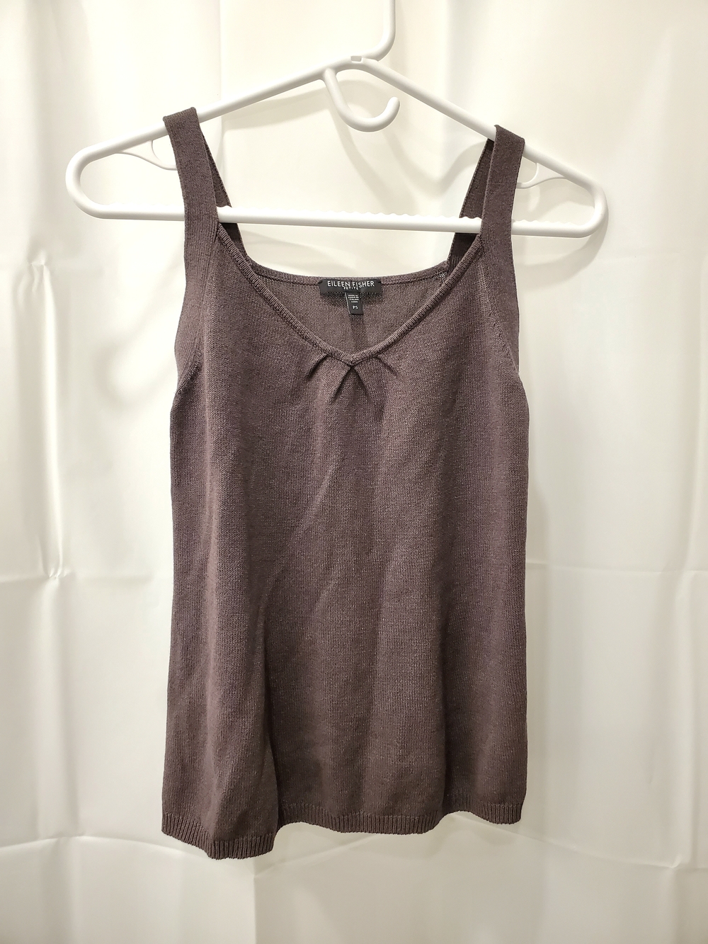 Eileen Fisher Taupe Brown V-Neck Knit Tank